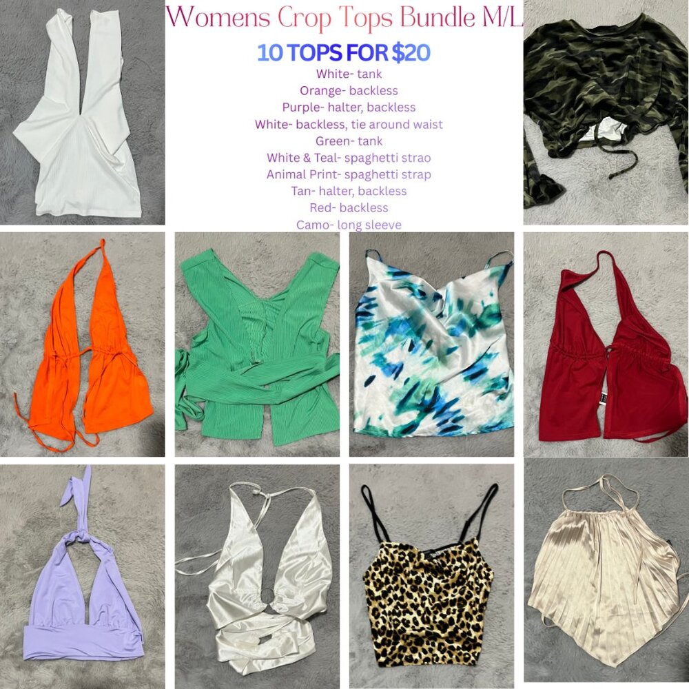 10 Womens M/L Crop Tops Bundle